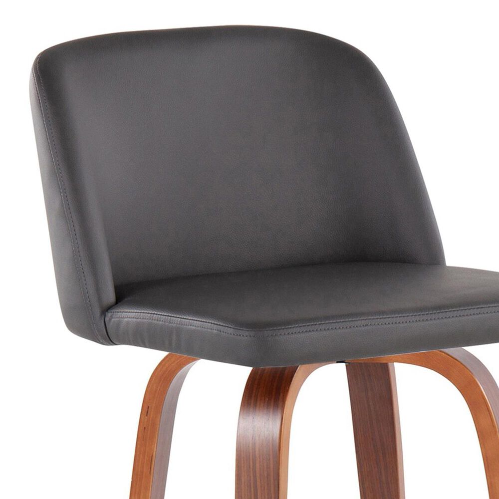 LumiSource Toriano Swivel Counter Stool with Grey Faux Leather Upholstery in Walnut and Chrome (Set of 2), , large
