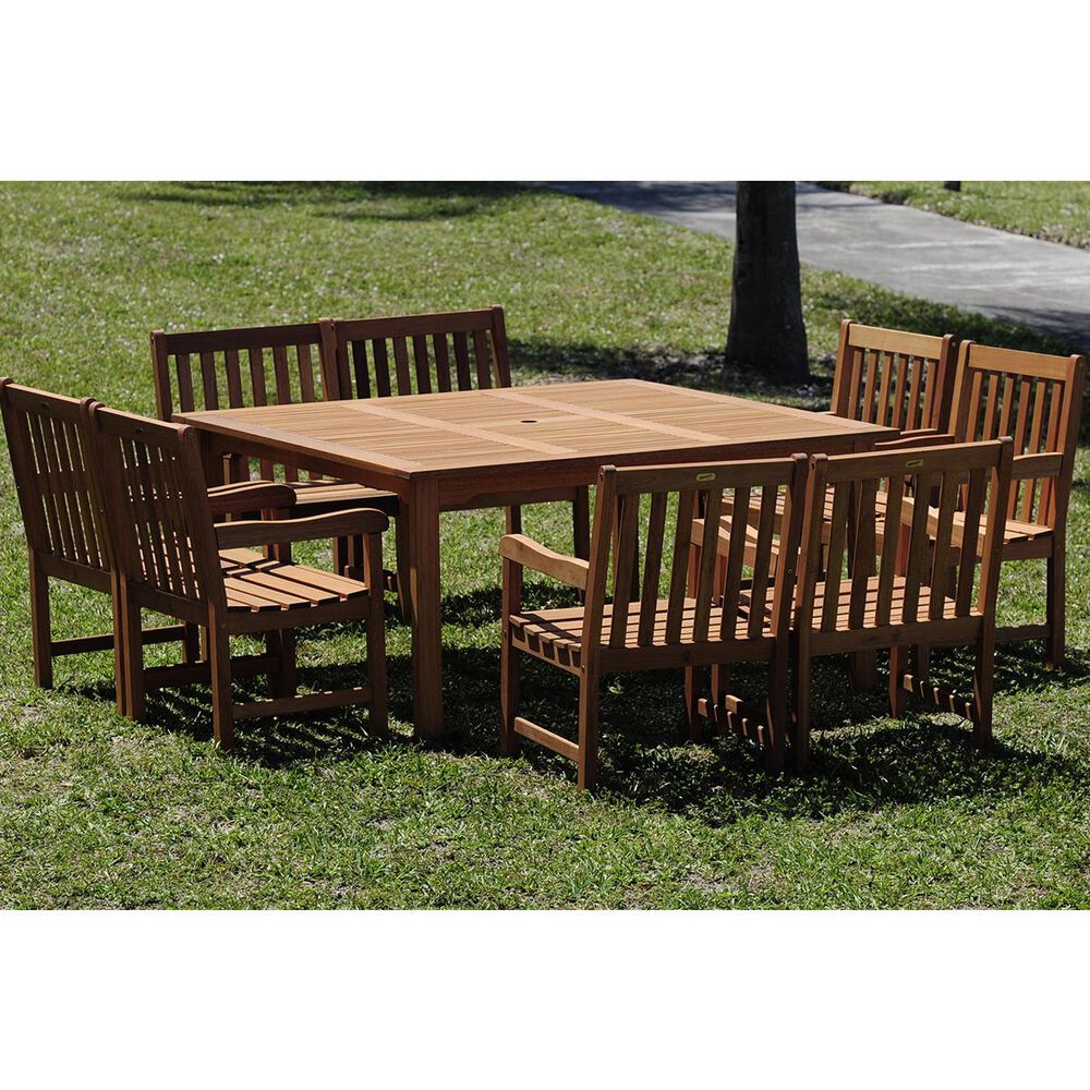 International Home Miami 9-Piece Square Dining Set in Brown, , large