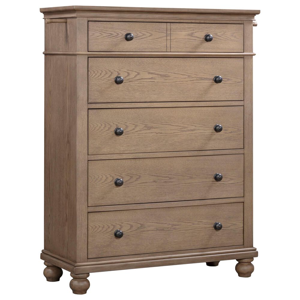 Riva Ridge Oxford 5-Piece King Panel Storage Bedroom Set in Tan with USB Ports, , large