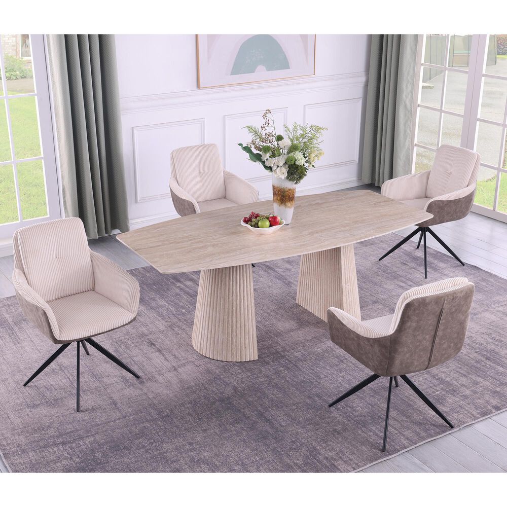 Monroe Two Tone Swivel Dining Chair in Brown and Cream, , large