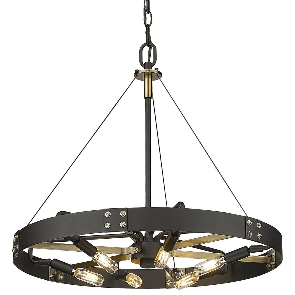 Golden Lighting Vaughn 6-Light Medium Pendant in Natural Black and Aged Brass, , large