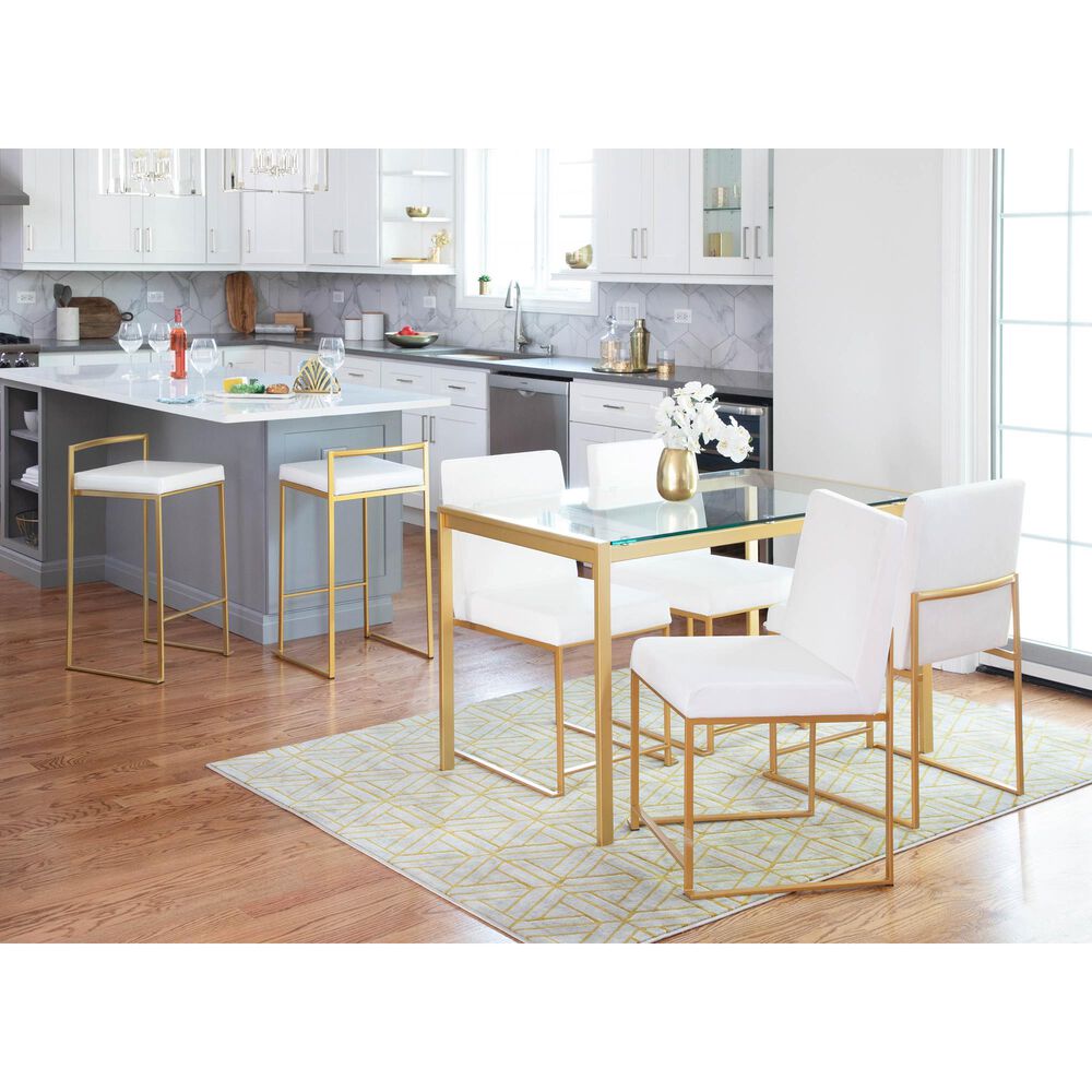 Lumisource Fuji Dining Chair in White/Gold &#40;Set of 2&#41;, , large