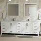 Lexora Home Jacques 84" Double Bathroom Vanity in White with 2 cm White Carrara Marble Top and Rectangular Sinks, , large