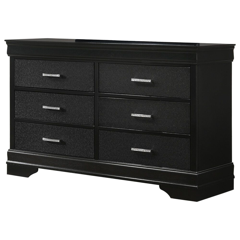 Crown Mark Amalia 6-Drawer Dresser in Black, , large