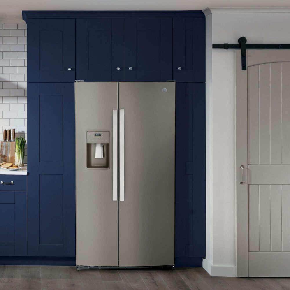 GE Appliances 25.3 Cu. Ft. Side by Side Refrigerator with External Dispenser in Fingerprint Resistant Slate, , large