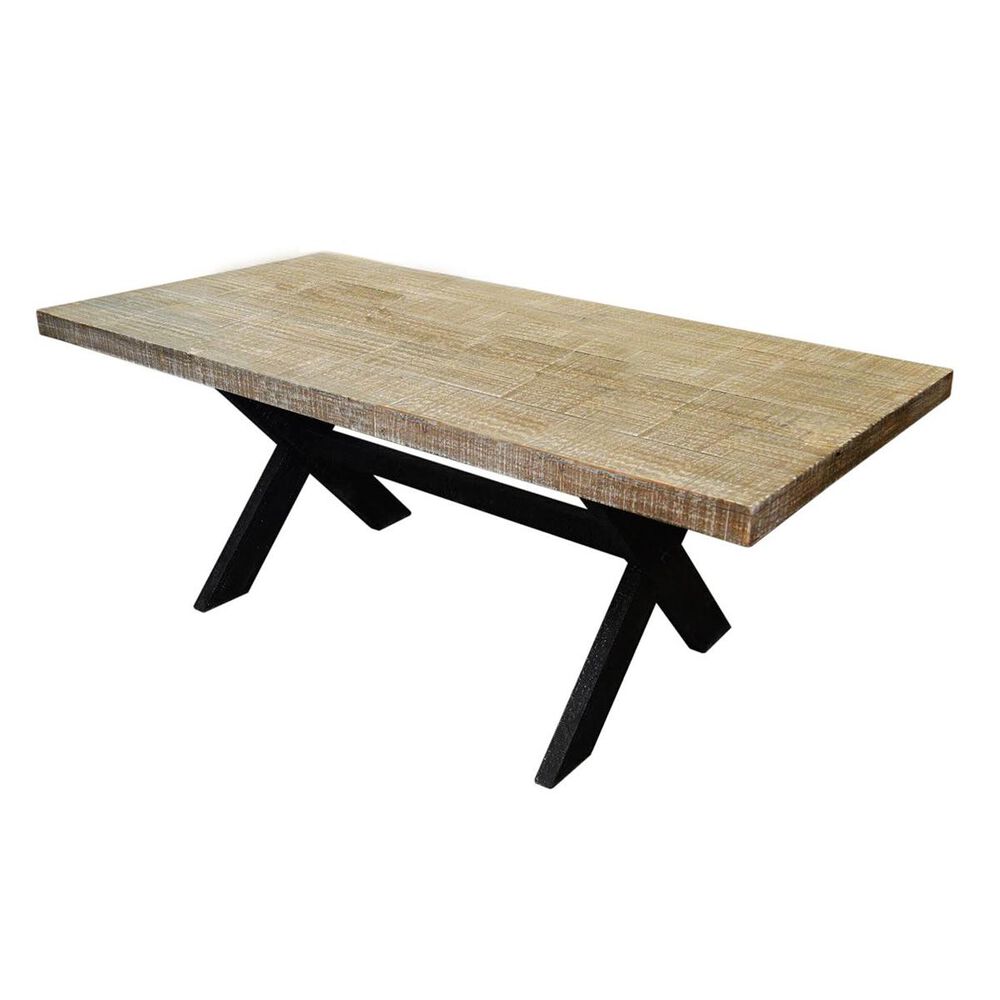 Santa Fe Rustic Roman Dining Table in Distressed Light Wood - Table Only, , large