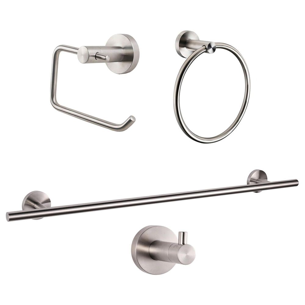Lexora Home Bagno Nera 4-Piece Bathroom Accessory Set in Satin Nickel, , large