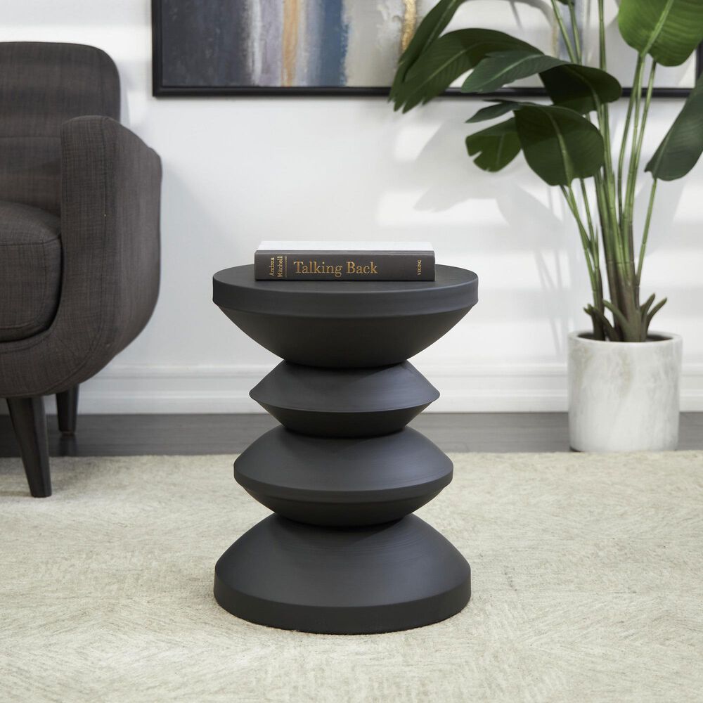 Maple and Jade Art Deco Geometric Accent End Table in Black, , large