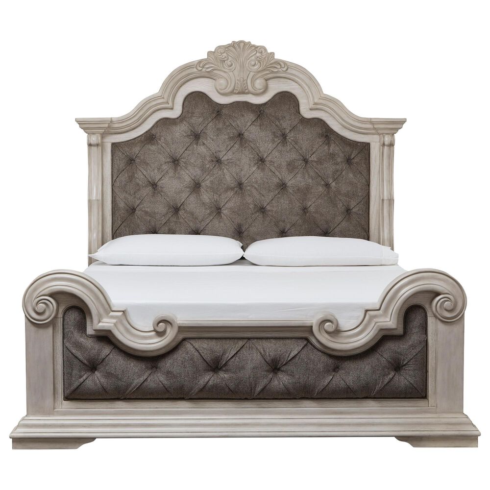 Millenium Bruchandi Queen Upholstered Panel Bed in Antiqued White, , large