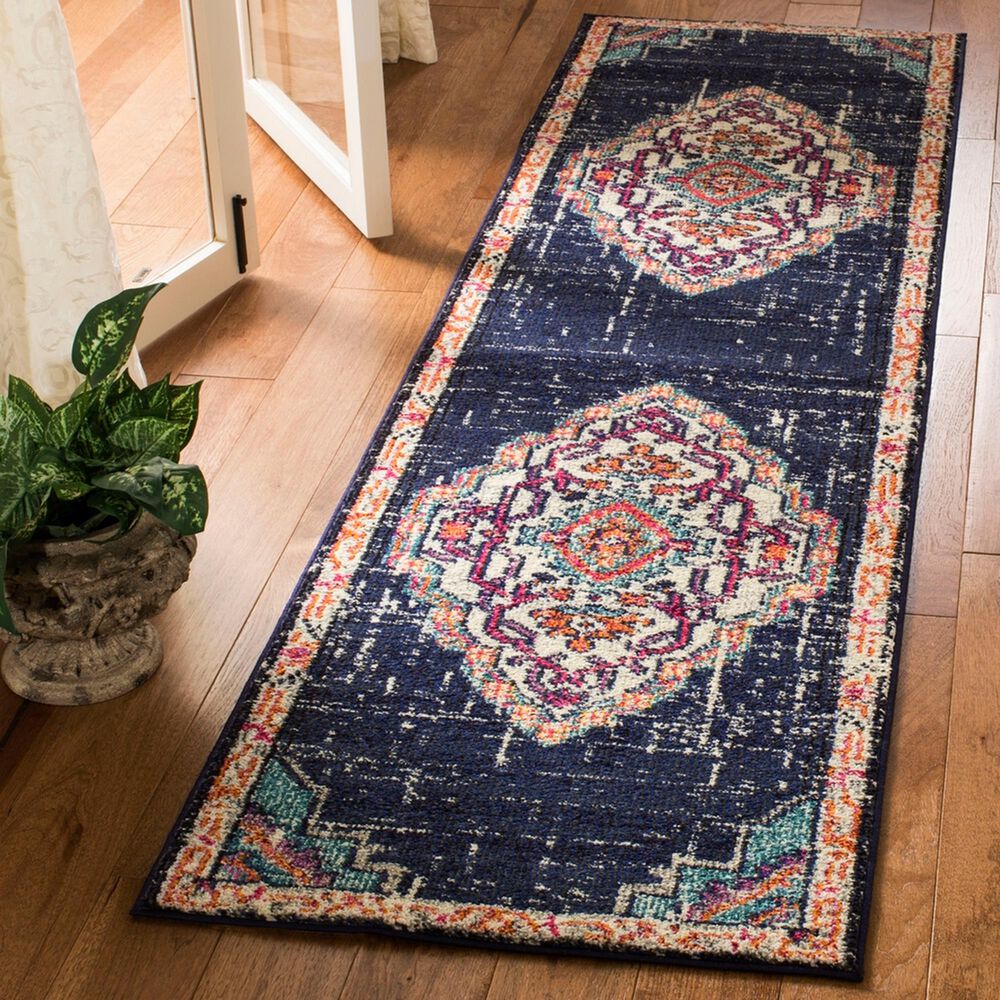 Safavieh Monaco MNC254Z 2&#39;2&quot; x 8&#39; Black and Blue Runner, , large