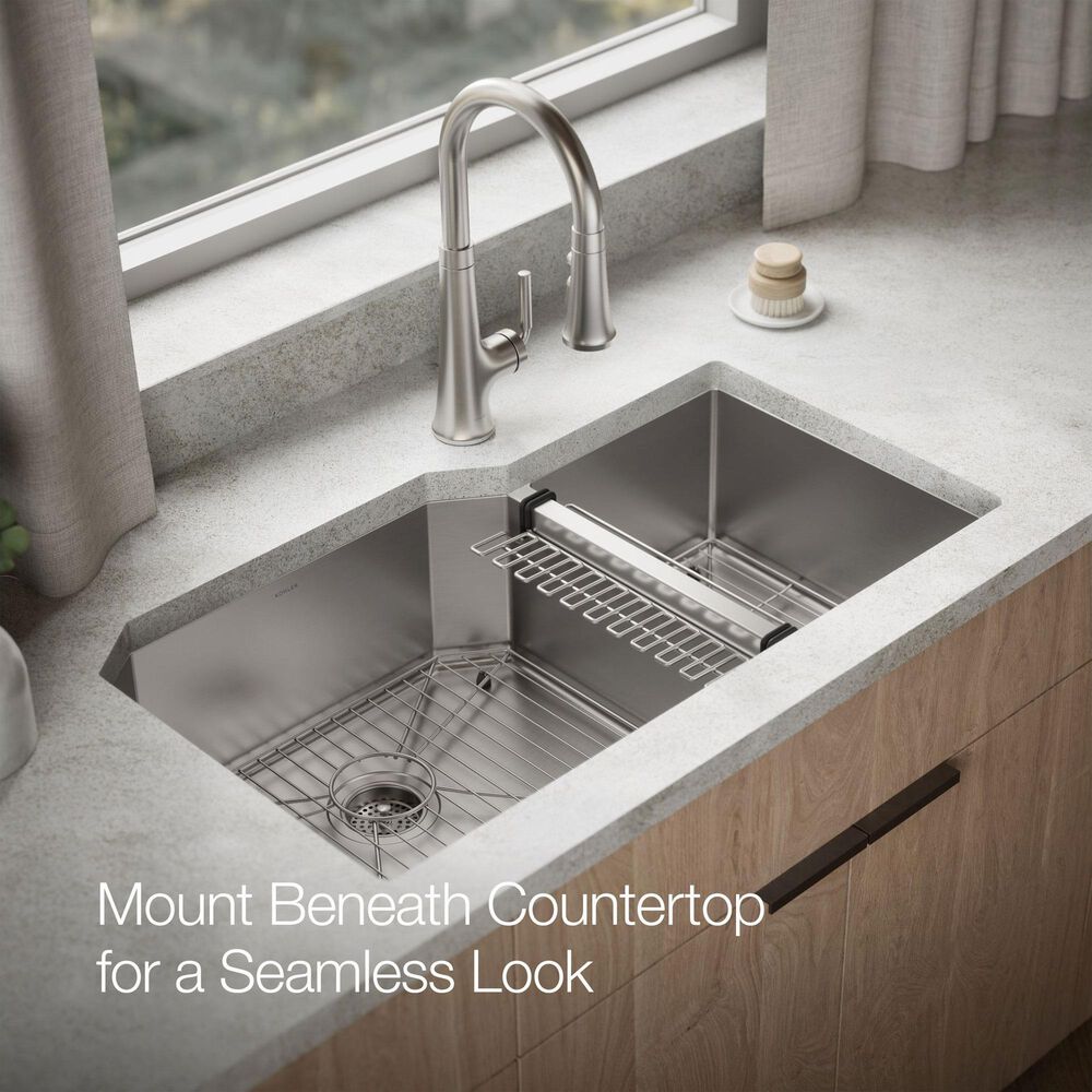 Kohler Strive 35.5" Undermount Double Bowl Kitchen Sinks in Stainless Steel, , large