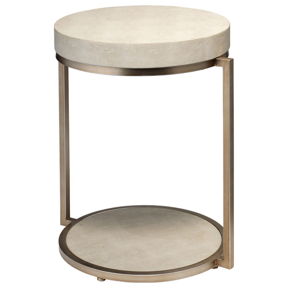 Splendor Living Jamestown Faux Shagreen Round Side Table in Ivory and Champagne, , large