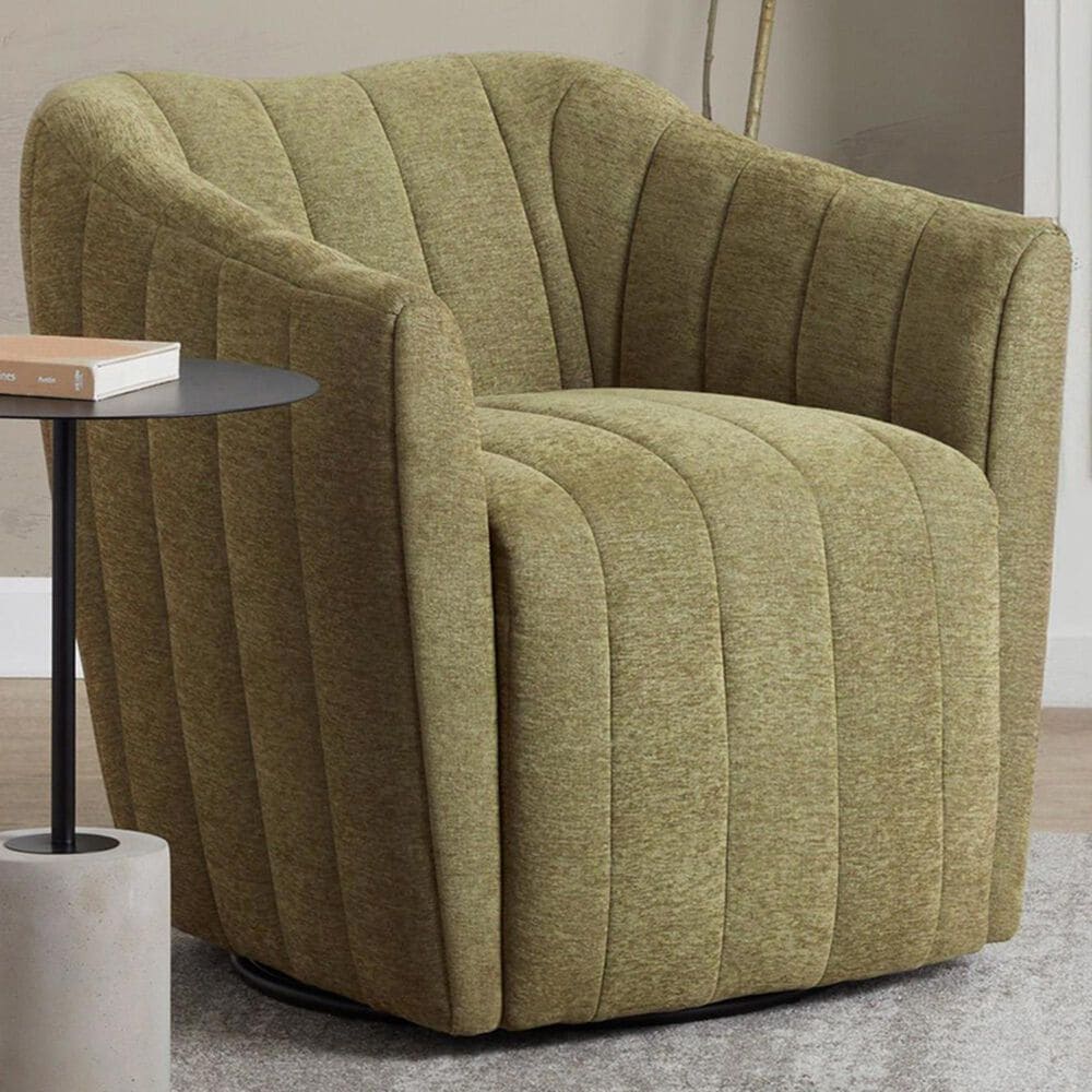 LumiSource Finley Swivel Accent Chair in Green, , large