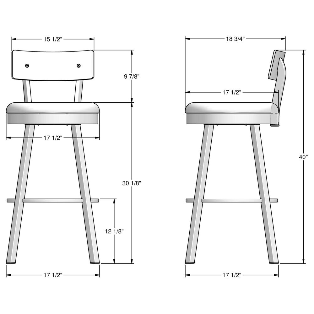 Amisco Lauren 30" Swivel Stool with Wood Backrest, , large