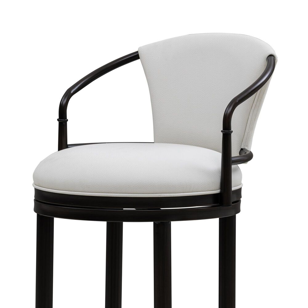Armen Living Otis Bar Height Stool with Ivory Upholstery in Dark Brown, , large