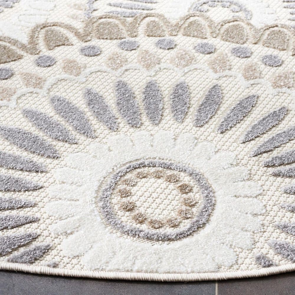 Safavieh Cabana CBN382F 6&#39;7&quot; Round Grey and Ivory Indoor/Outdoor Area Performance Rug, , large