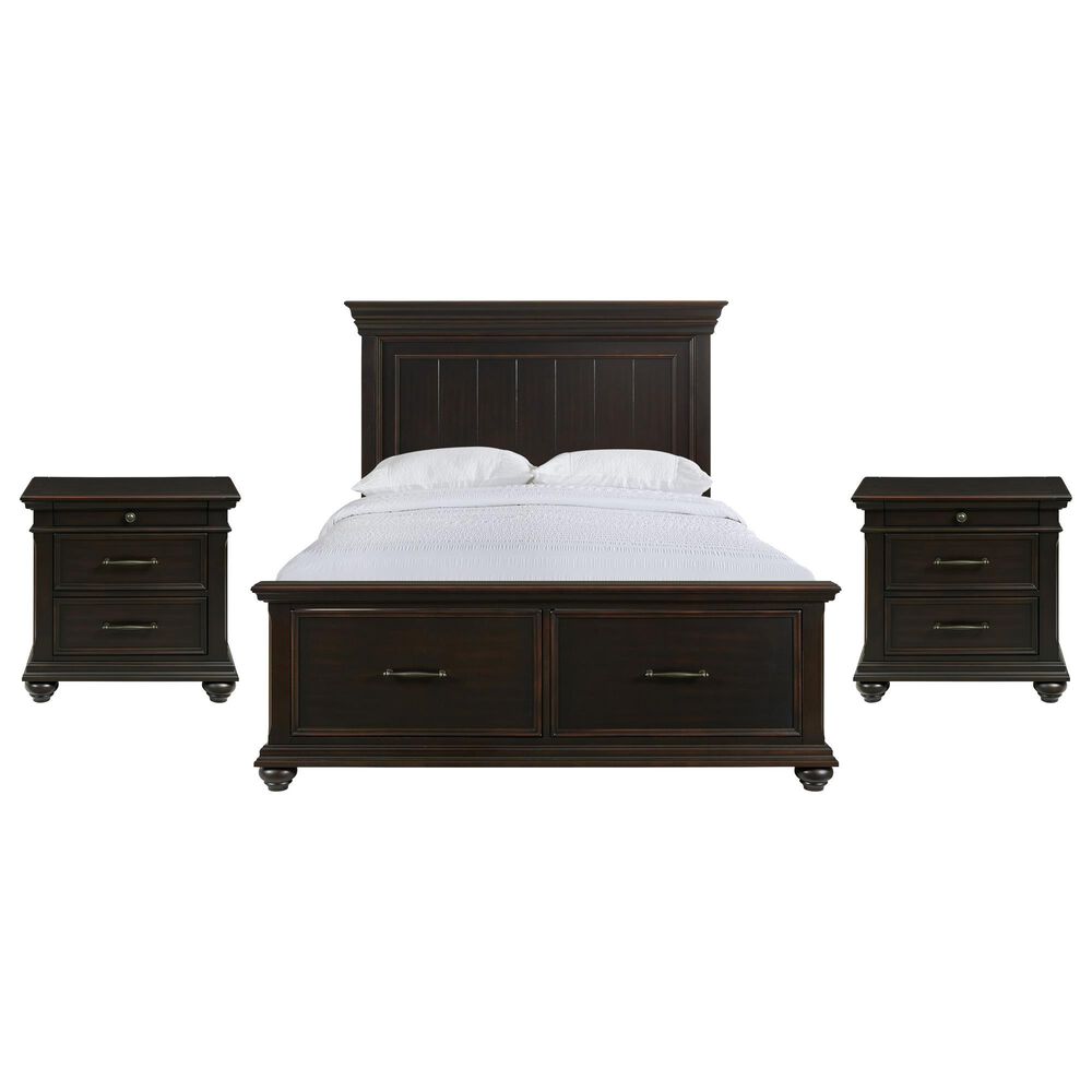 Mayberry Hill Slater Queen Storage Bed with Two Nightstands in Black, , large