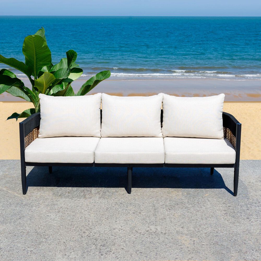 Safavieh Harrison 3-Seater Outdoor Sofa in Taupe, , large