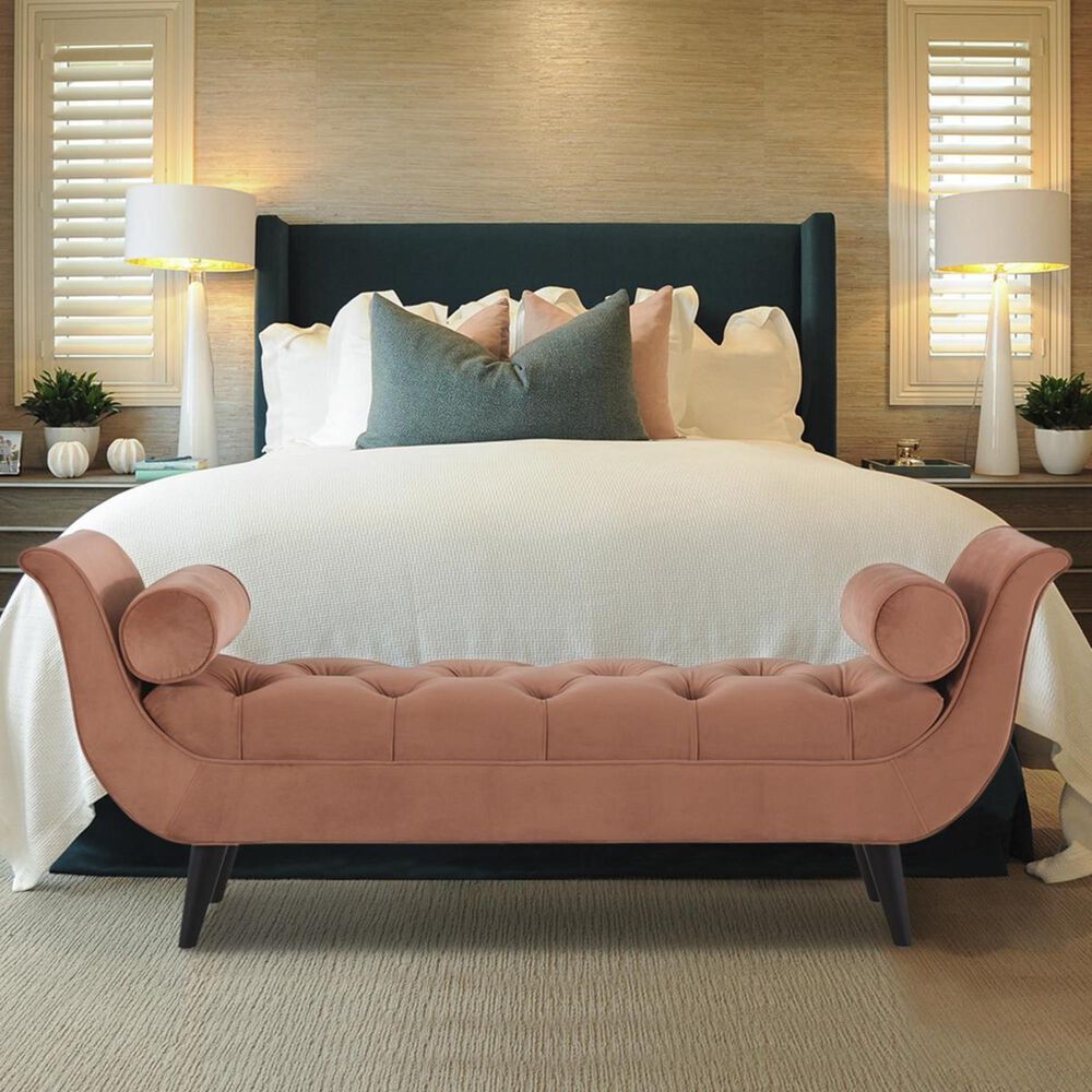 Jennifer Taylor Home Alma Tufted Flared Arm Entryway Bench in Orange