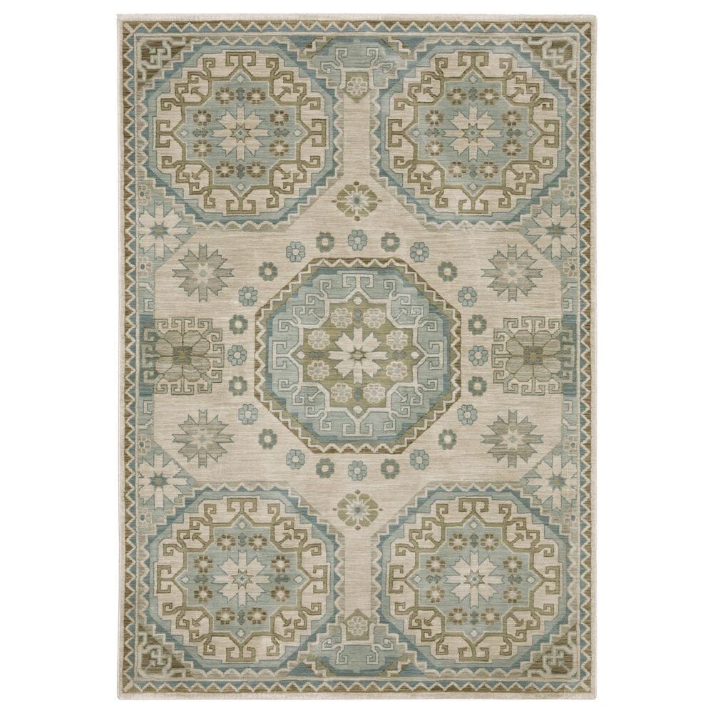 Oriental Weavers Maeve MAE03 Beige and Blue 6"7" x 9"6" Area Rug, , large