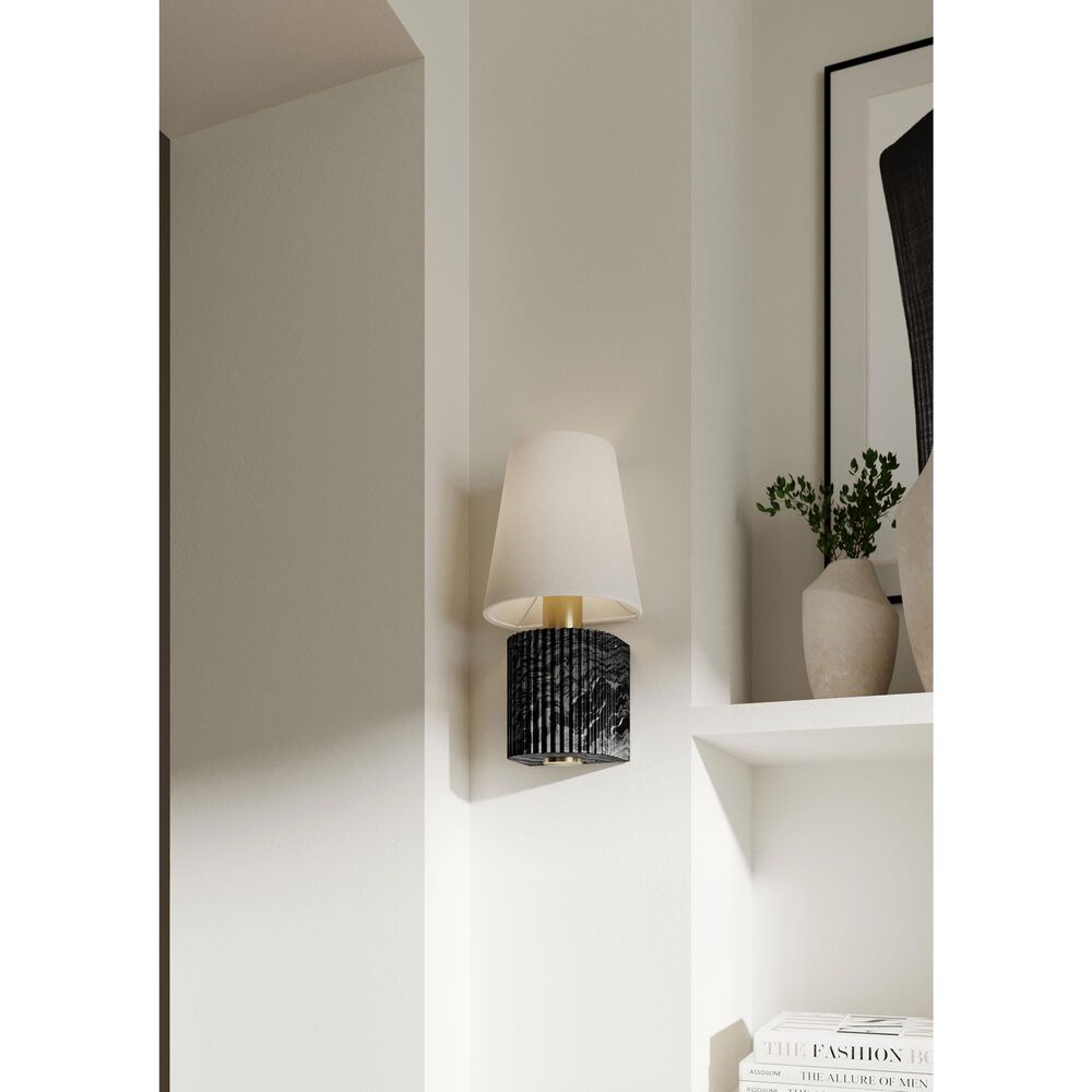 Corbett Lighting Aden 1-Light Wall Sconce in Vintage Brass and Black Marble, , large