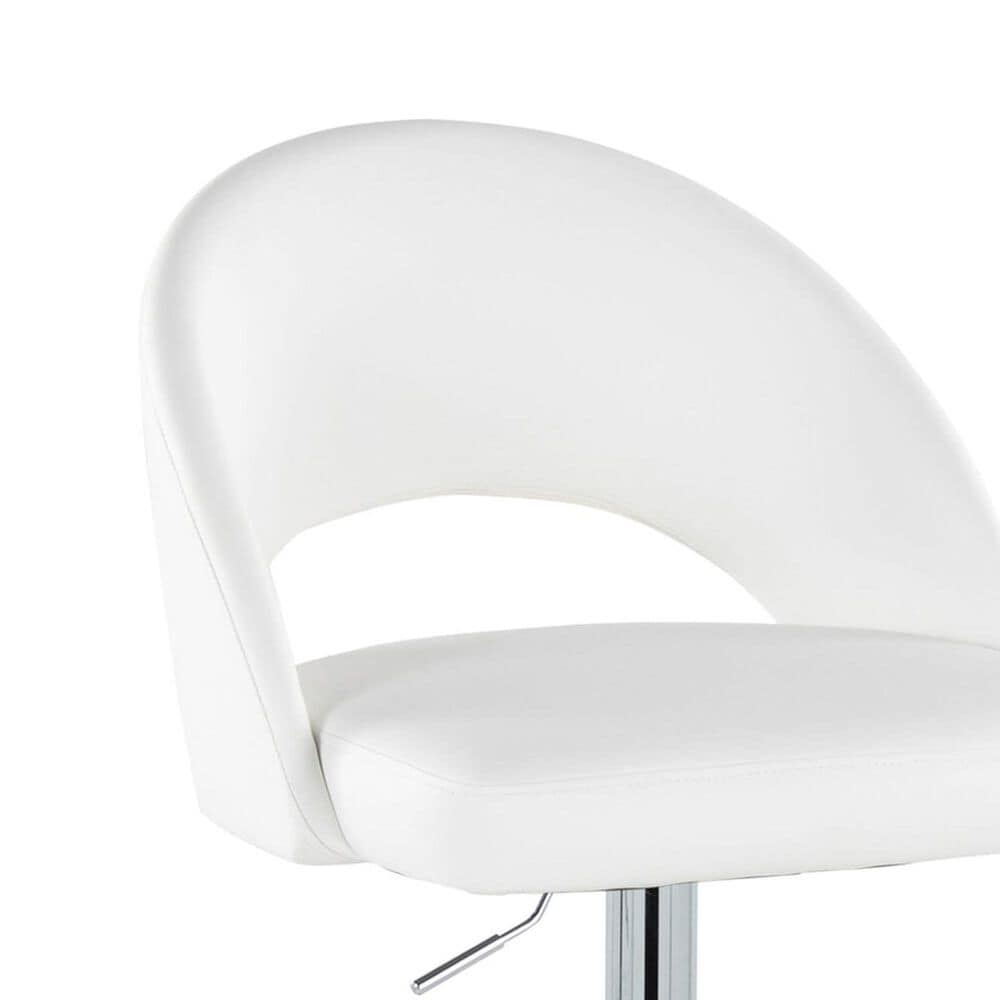 LumiSource Renee Adjustable Swivel Bar Stool with White Faux Leather Upholstery in Chrome (Set of 2), , large