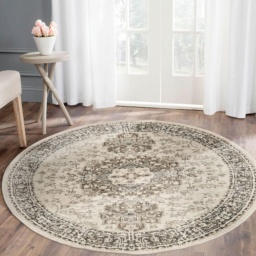 Amer Rugs Alpine 7&#39;10&quot; Round Light Beige Area Rug, , large