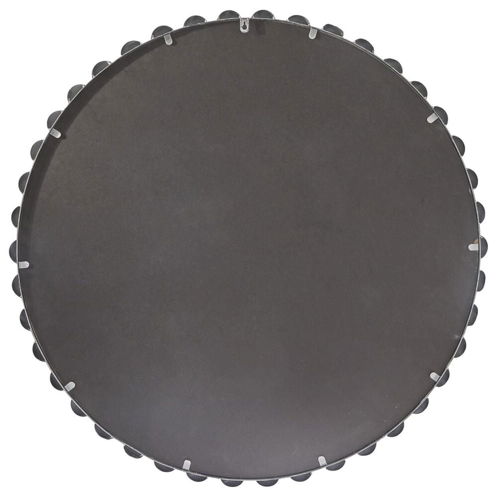 Maple and Jade 36&quot; Round Metal Wall Mirror with Beaded Detailing in Satin Silver, , large