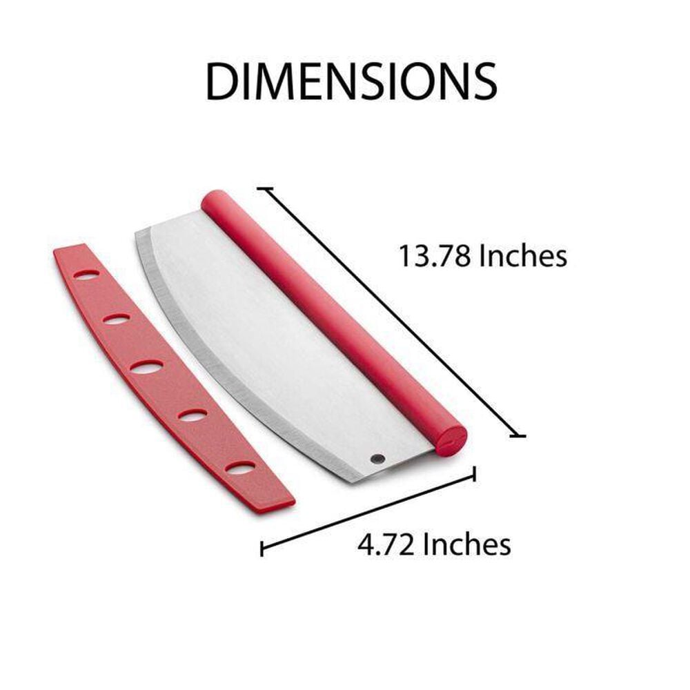 Fante&#39;s Rocking Pizza Cutter with Blade Guard in Stainless Steel and Red, , large