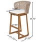 Hearth and Haven Outdoor Bar Stool with Woven Wicker Back and Cushion in Beige (Set of 2), , large