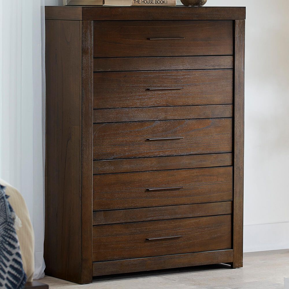 Riva Ridge Modern Loft 5-Drawer Chest in Brownstone, , large