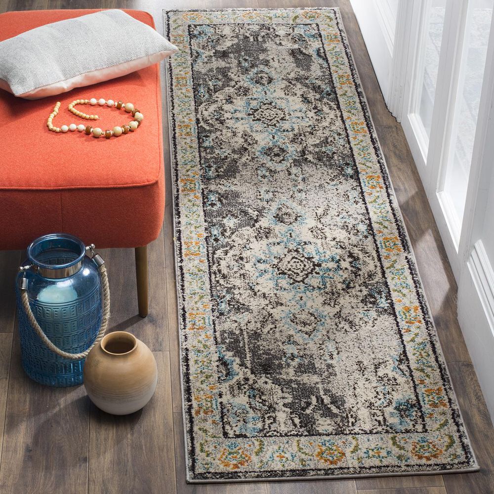 Safavieh Monaco MNC243G-28 2"2" x 8" Grey/Light Blue Runner, , large