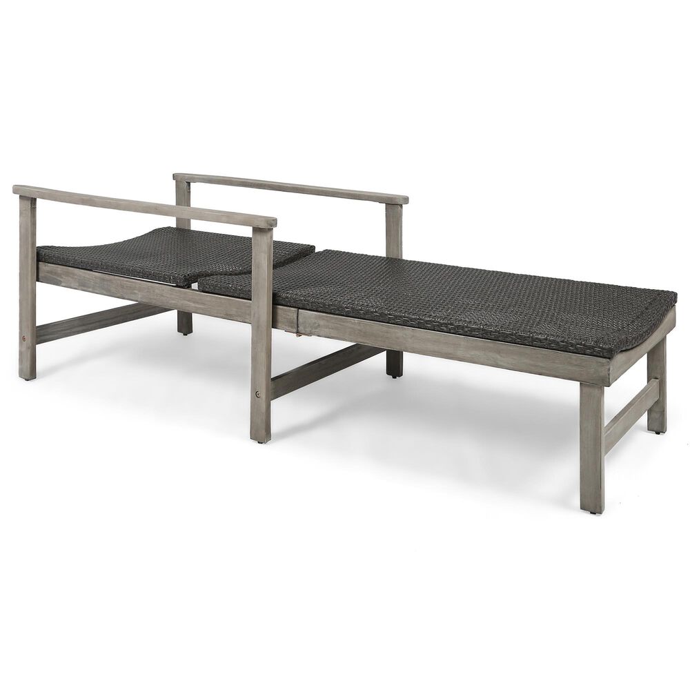 Hearth and Haven Hampton Outdoor Chaise Lounge with Adjustable Seating in Grey, , large