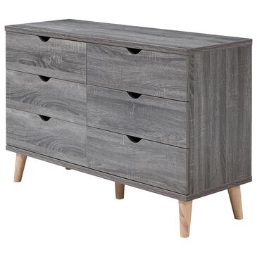 Furniture of America Mcvay 6-Drawer Dresser in Distressed Gray and Natural, , large