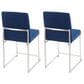 Lumisource Fuji Side Chair with Blue Cushion in Brushed Stainless Steel (Set of 2), , large