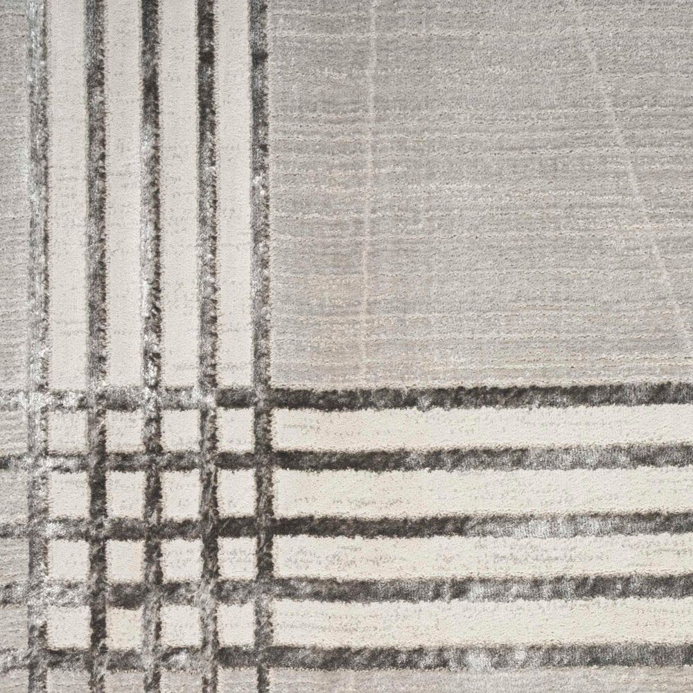 Nourison Desire Geometric 2&#39;3&quot; x 7&#39;6&quot; Grey, Silver and White Runner, , large