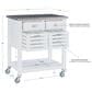 Linon Home Decor Robbin Kitchen Cart in White and Stainless Steel, , large