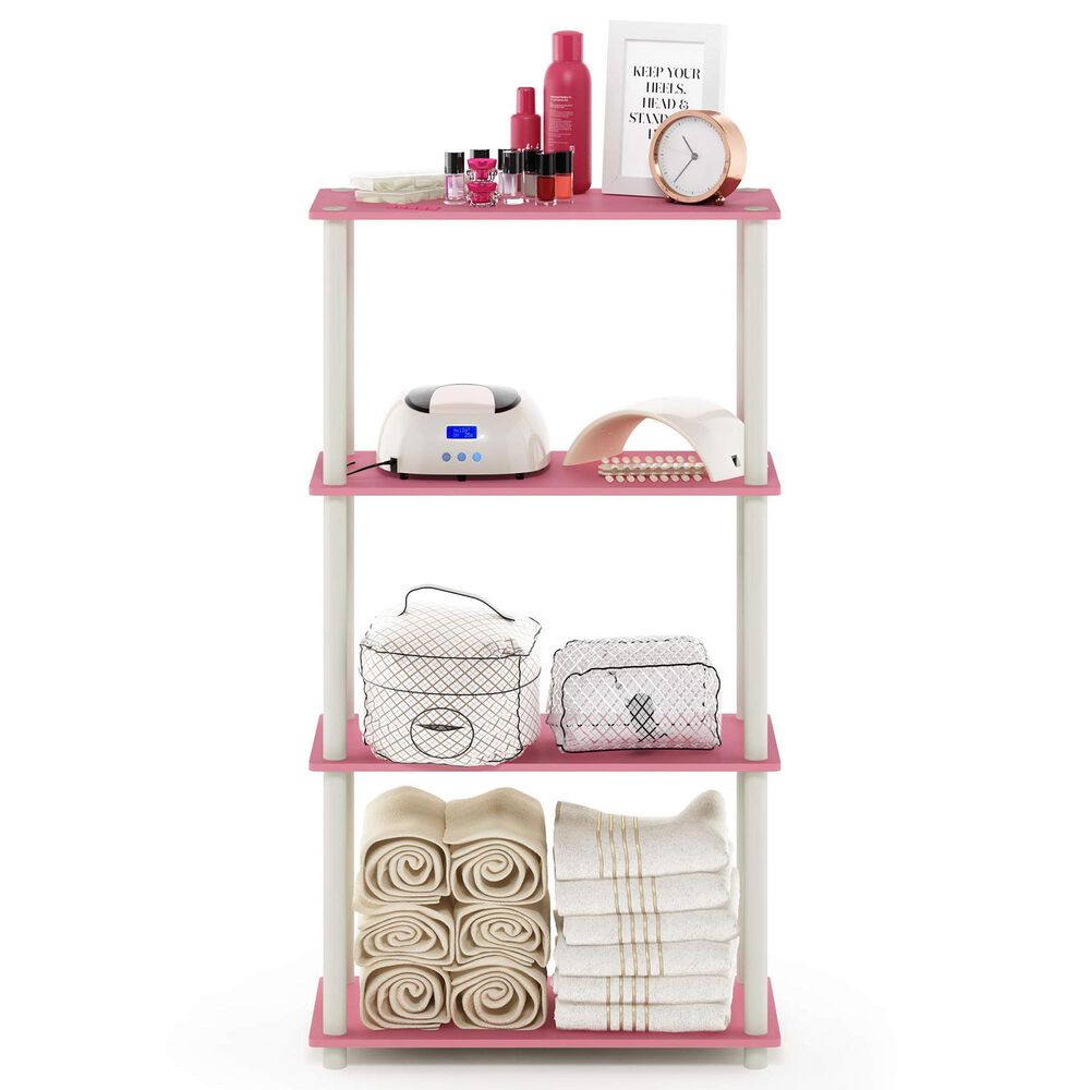 HOMLUX Turn-N-Tube 4-Tier Multipurpose Shelf Display Rack in Pink and White, , large