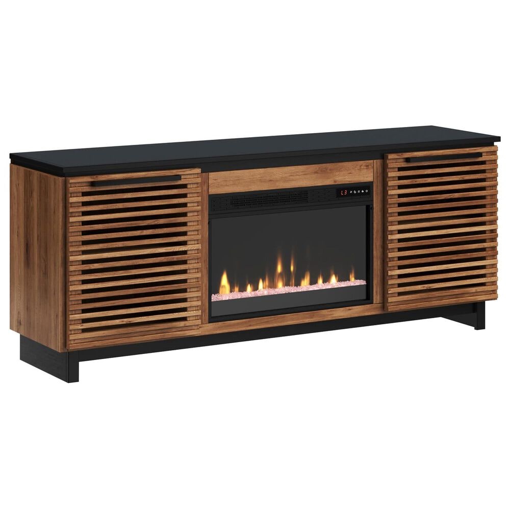 Legends Home Graceland 69" Fireplace Console with Fireplace Insert in Bourbon and Black, , large