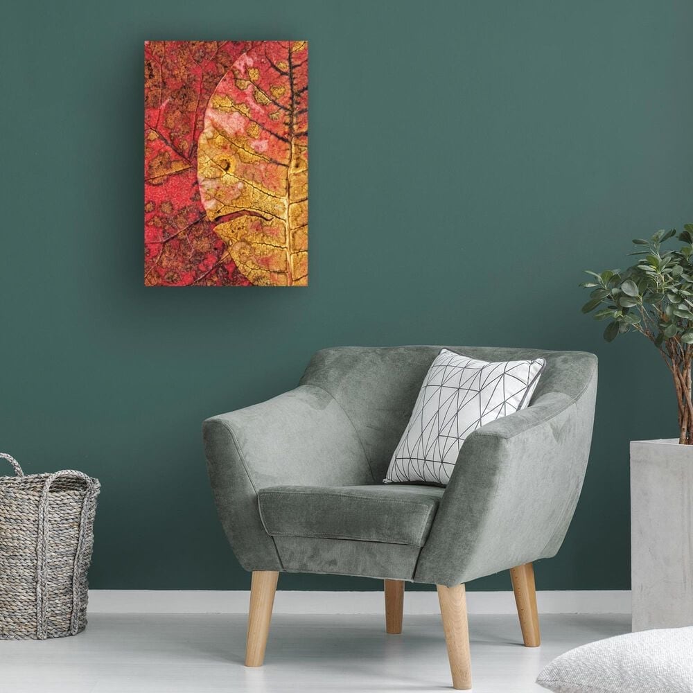 Timberlake Dying Leaf 24&quot; x 16&quot; Canvas Art in Red/Tan/Wine, , large