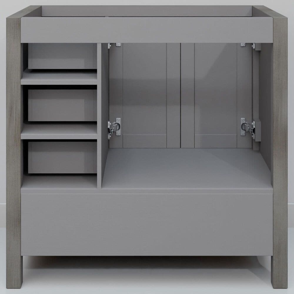 Lexora Home Jacques 36" Left Offset Single Bathroom Vanity in Distressed Grey with 2 cm White Quartz Top and Rectangular Sink, , large