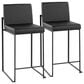 Lumisource Fuji Stackable Counter Stool with Black Faux Leather Cushion in Black (Set of 2), , large