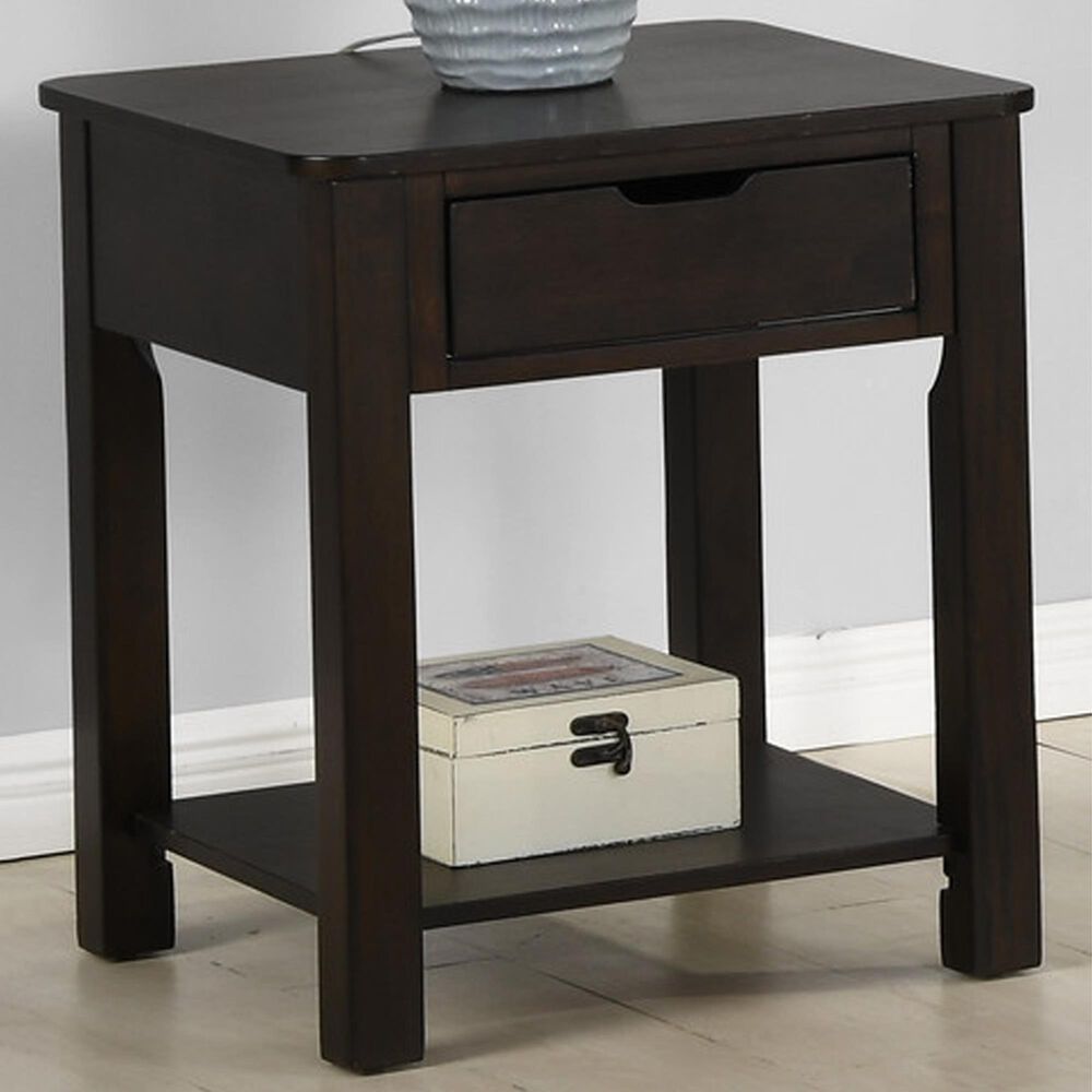 HOMLUX 20" End Table with Drawer in Dark Brown, , large
