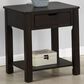 HOMLUX 20" End Table with Drawer in Dark Brown, , large