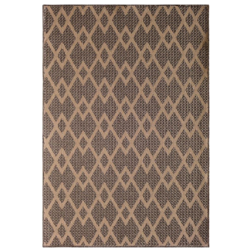 Central Oriental Santorini Chevron Diamonds 7"10" x 9"10" Natural and Pebble Area Rug, , large