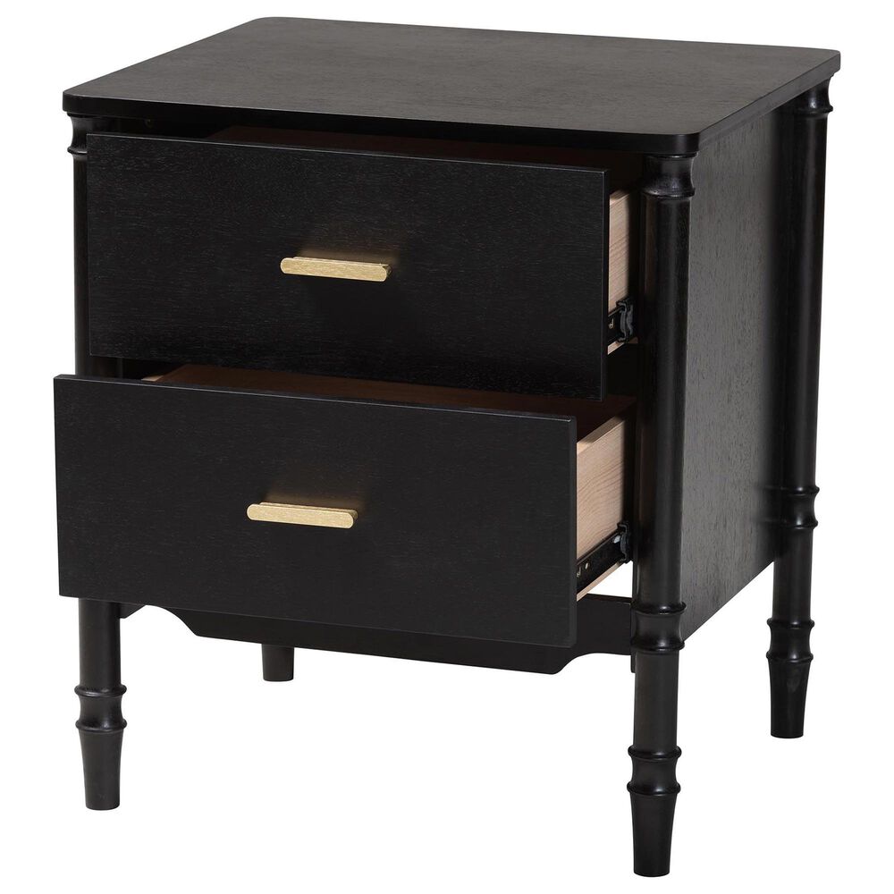 Baxton Studio Marisela 2-Drawer Nightstand in Black, , large