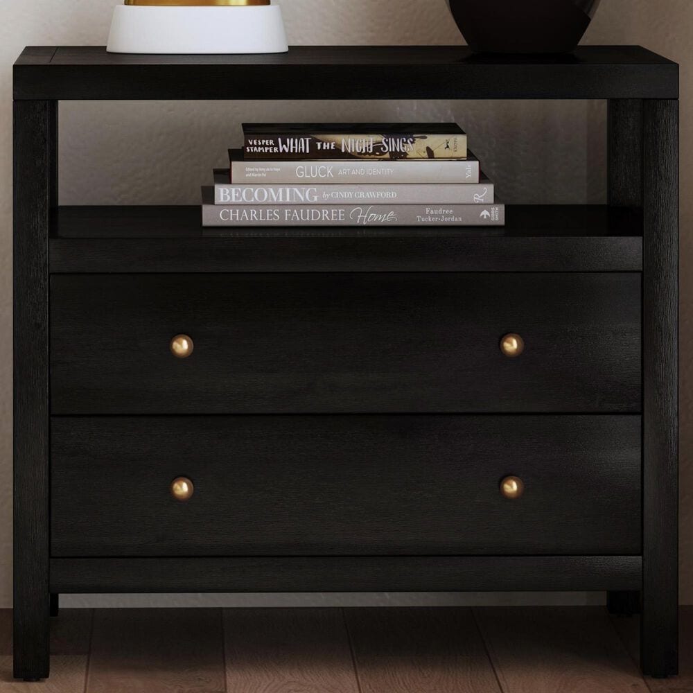 Butler Specialty Company Nora 2-Drawer Wide Nightstand with Open Shelf in Coffee Brown, , large