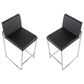 Lumisource Fuji High Back Counter Stool with Black Faux Leather Cushion in Stainless Steel (Set of 2), , large