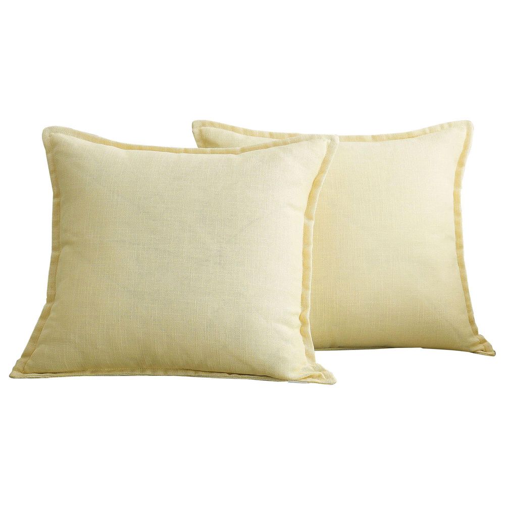 BCP Home 20" x 20" Faux Linen Throw Pillow in Flan (Set of 2), , large