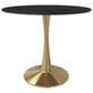 Leisuremod Leisuremod Bristol 35 round dining table Gold base with Black Sintered stone Top, , large